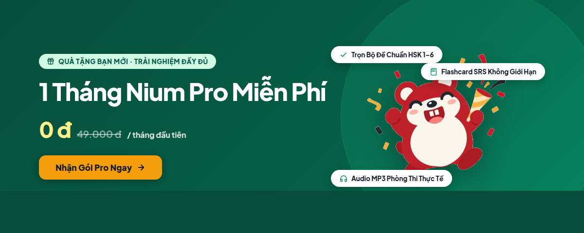 Chào Bạn Mới · 1 Tháng Nium Pro Miễn Phí